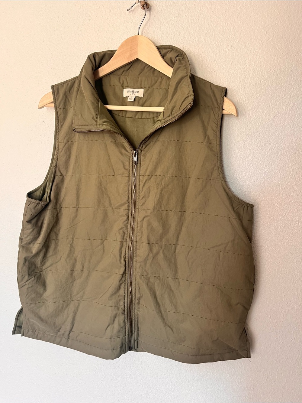 Umgee Olive Green Quilted Zip Vest